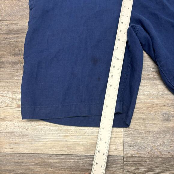 Banana Republic Navy Blue Mens 36 Flat Front Pocket Flap Coastal Linen Shorts - Picture 10 of 12